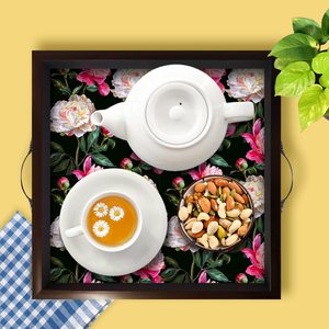 Pink Floral Style <b>Square</b> Serving Trays High Standard Material Available with for <b>Dinning</b> <b>Table</b> Home Multipurpose for Sell - Product Image 3