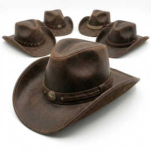 Sombreros para Hombre, Sombrero de Cuero Negro Oscuro, Sombreros Vaqueros de Moda, Venta al por Mayor, Hechos a Medida en Pakistán - Product Image 2