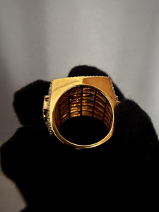 Anillo de Sello de Rey con Moissanita Helada, Plata de Ley 925, Pavé Cuadrado, Estilo Hip Hop Clásico, para Mujer, Sin Níquel, Chapado en Oro Rosa, Lujo - Product Image 4