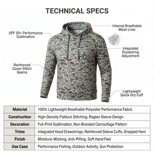 Custom Fishing <b>Hoodie</b> <b>Men</b> UPF 50+ Quick Dry <b>Camo</b> Long Sleeve Shirt OEM ODM Fully Customizable Polyester/Spandex Summer - Product Image 5
