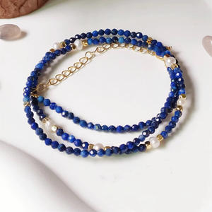 Collier de luxe léger pour femme, perles d'eau douce exquises, perles de lapis-lazuli, pendentif, clavicule - Product Image 3