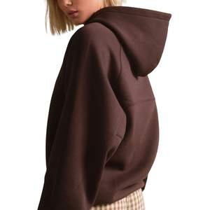 Sudadera con Capucha Oversize Marrón para Mujer, Casual, Holgada, de Forro Polar, Manga Larga, Estilo Urbano, Otoño Invierno, Venta al por Mayor OEM - Product Image 2