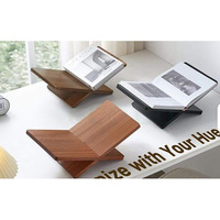 Porte-livres sculpturaux modernes en bois, forme irrégulière et design horizontal, 40x24x13CM, pour présentation sur bureau et lecture