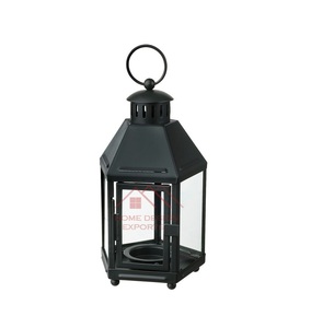 Eid Decor Metal Candle <b>Lantern</b> at Wholesale Price <b>Black</b> Enamel Finished Metal Candle <b>Lantern</b> - Product Image 1