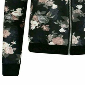 Womens Ladies Jackets Bomber Floral Flower Print Biker Coats Casual Outwear 8-22 - Product Image 6