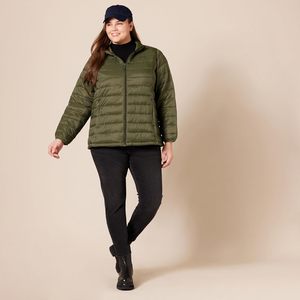 <b>Women's</b> Green Waterproof <b>Lightweight</b> <b>Down</b> Coat Full Sleeve Hooded Zipper Closure Casual Winter Outerwear Solid Color Polyester - Product Image 4