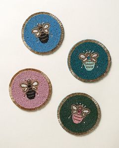 Sous-verre brodé coloré avec perles et points artistiques, fait main, pour la décoration intérieure moderne - Product Image 1