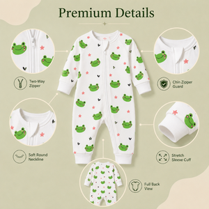 Mameluco de Bambú de Manga Larga para Bebé |   Protector de barbilla con cremallera bidireccional, puños elásticos, estampado Woodland, transpirable, unisex, para todas las estaciones, suave - Product Image 3