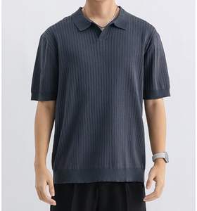 Camiseta de Verano para Hombre, Jersey Sólido 100% Algodón, Transpirable, Personalizada, de Punto Acanalado, Manga Corta, Informal y para Trabajo - Product Image 2