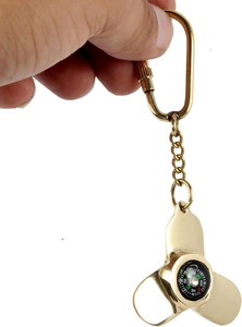 Premium Brass Nautical Compass Fan <b>Key</b> Chain Marine Propeller <b>Key</b> Holder for Sailors Travelers and Adventure Enthusiasts - Product Image 3