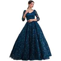 Baju Anarkali Bordir Panjang Wanita Elegan Warna Biru Tua Bahan Poliester Pakaian Pernikahan India & Pakistan Model Longgar Cocok untuk Semua Musim