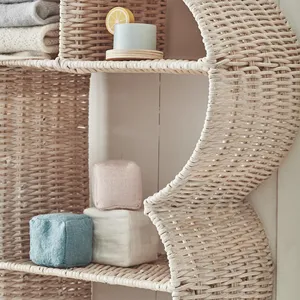 Cloud Shaped Rattan <b>wall</b>-<b>mounted</b> <b>shelf</b> for kids Woven Floating Storage Rack Boho Nursery <b>Wall</b> Decor Storage Display <b>Shelf</b> Pack - Product Image 5