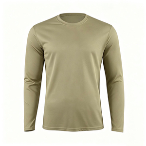 High Quality <b>100</b>% <b>Polyester</b> Men's Pullover Regular Fit Quick Dry Crew Neck Long Sleeve Solid Casual Jersey T-<b>Shirt</b> OEM Service - Product Image 1