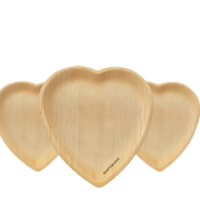 Platos/Bandejas Desechables Ecológicos Modernos de Hoja de Palma de Areca en Forma de Corazón, Libres de BPA, de 6.5 Pulgadas, Color Natural, para Postres