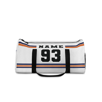 Sac de sport blanc personnalisé avec rayures bleues et oranges, numéro, équipement de voyage, nylon, capacité 30-40L, pour joueurs et entraîneur
