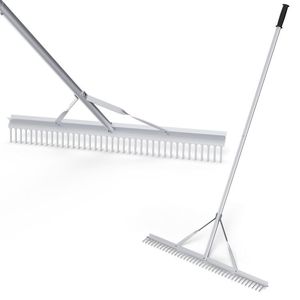 Râteau de jardin en aluminium - Tête large de 36 pouces, manche long de 68 pouces pour l'entretien des pelouses - Product Image 5