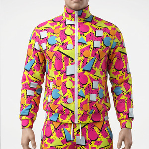 Conjunto Deportivo Unisex Y2K con Estampado Geométrico, Chaqueta con Cierre Completo, Transpirable, de Poliéster, Ropa Urbana de Primavera, Corte Regular para Adultos - Product Image 5