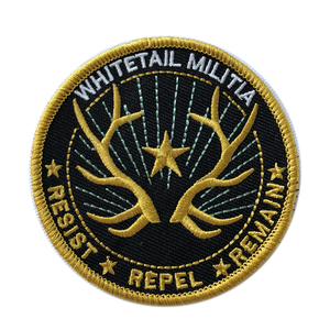 Patch thermocollant brodé Rock Street UPU Back In Black, motif circulaire, rouge, noir, blanc, en tissu - Product Image 4