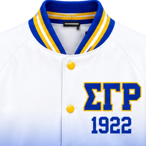 เสื้อแจ็คเก็ตบอมเบอร์ Sigma Gamma Rho สำหรับผู้หญิง ดีไซน์ทันสมัย สไตล์ลำลอง ซิปด้านหน้า เสื้อแจ็คเก็ตสมาคมนักศึกษากรีก เสื้อคลุมแฟชั่น รับผลิตแบบ OEM ODM - Product Image 3