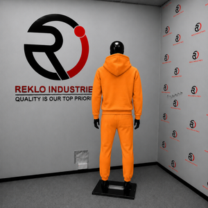 Ensemble de survêtement orange personnalisé pour homme – Hoodie zippé et pantalon de jogging – Tenue décontractée unie pour le sport, la gym, l'entraînement, le streetwear – Vente en gros - Product Image 4