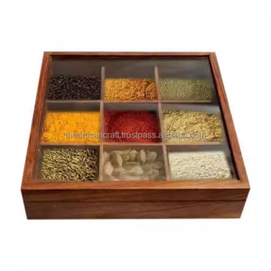 Boîte à épices en bois élégante avec plusieurs compartiments Organisateur d'épices naturel fait main pour comptoir de cuisine et garde-manger - Product Image 5