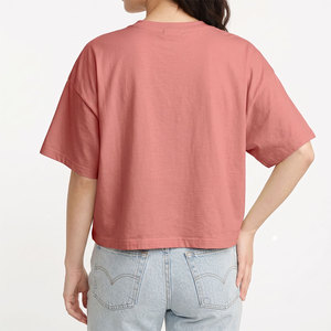 Camiseta de Manga Corta para Mujer, Cuello Redondo, Corte Holgado, Antiarrugas, Diseño de Rosa Roja, Logotipo Personalizado, Precio Bajo - Product Image 2