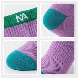 Crew <b>Socks</b> Geometric Pattern Blue Breathable <b>Running</b> <b>Socks</b> for Adults Spring Season - Product Image 4