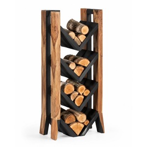 Mango Wood Angular Log Storage <b>Rack</b> Wholesale | Handcrafted Fireplace Accessory - Product Image 1