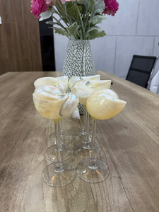 Verre à vin artisanal en coquillage, style tropical, vaisselle en coquillage naturel pour la restauration et la décoration des complexes hôteliers - Product Image 6