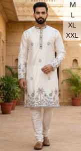 Conjunto de Kurta Daman de Seda Malai Premium para Hombre con Bordado Pesado y Pijama de Algodón Raymond - Product Image 2