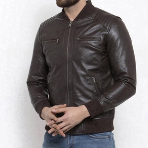 Chaqueta de Cuero para Hombre de Primera Calidad, Cuello Alto, 100% Piel de Vaca Original, Estilo Urbano - Product Image 3