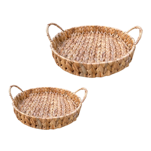 Handcrafted WATER HYACINTH TRAY <b>FRUIT</b> <b>STORAGE</b> BASKET with Handles Woven <b>Storage</b> Organizer Tray - Product Image 1
