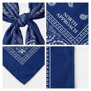 NORTH APPROACH Foulard carré en soie imprimé bandana bleu, accessoire de mode multifonctionnel, toutes saisons, unisexe - Product Image 4