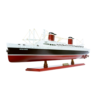 C082 - Maquette de transatlantique américain en bois, artisanale, décoration nautique, cadeau pour collectionneur maritime, 83Lx10Wx22.5H cm - Product Image 2