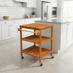 Carrito de Bar Nomad Premium de Madera de Acacia – Isla de Cocina Rodante Moderna de 3 Niveles y Soporte de Almacenamiento Utilitario para Uso Doméstico - Product Image 4