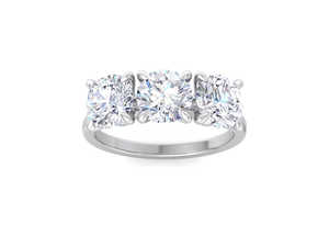 Anillo de Compromiso de Tres Piedras con Diamante Cultivado en Laboratorio de Corte Redondo, Chapado en Oro de 18k y Rodio, Certificado IGI, Anillo de Aniversario de Bodas para Mujer - Product Image 3