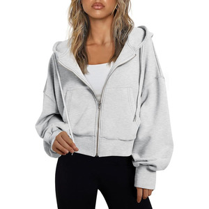 Womens Zip Up Hoodies Cropped <b>Jackets</b> Fall Outfits 2026 | lightweight comfort material, slouchy drop shoulder - Product Image 1