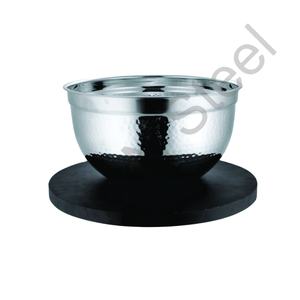 Bol allemand en acier inoxydable avec salade de fruits basse en silicone noir bol de service pour la préparation des aliments bol à mélanger en verre - Product Image 1