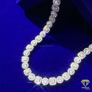 Chaîne en argent sterling 925 à maillons de coupes variées avec pierres de diamants de laboratoire, conçue pour les collections de bijoux de mode audacieux. - Product Image 3