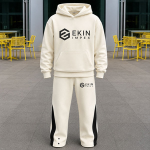 Custom Men Fleece Hoodie Tracksuit <b>Set</b> Oversized Streetwear Jogger Sweat Suit Private Label OEM Clothing - Product Image 3