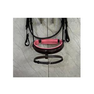 Brida Inglesa de Cuero Charol Negro con Acolchado Rosa y Frontal de Cristal, Herrajes de Acero Inoxidable, para Equitación, Disponible en 4 Tamaños - Product Image 3