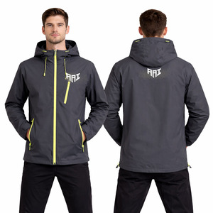 Men Hooded <b>Windbreaker</b> Jacket Waterproof Jacket – <b>Black</b> with Neon Zipper Detail for Wholesale Men's Jackets - Product Image 6