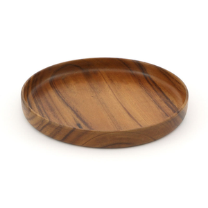 Plato Redondo de Madera Suar de Grado Alimenticio, Color Marrón Claro, Veintisiete Centímetros, para Desayunos, Bebidas y Decoración de Mesa - Product Image 1