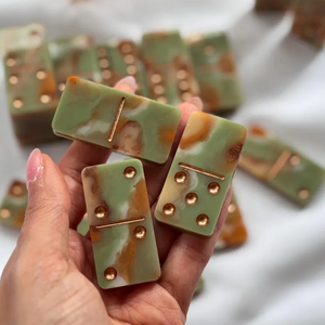 Dominos en résine effet onyx faits à la main, jeu double 6 - Product Image 2