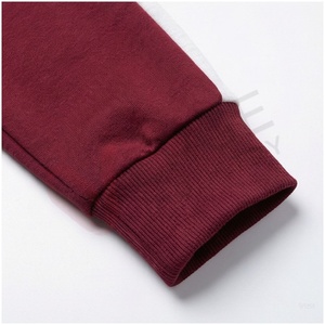 Ensemble de survêtement bordeaux pour homme, manches longues, capuche, fermeture éclair sur le devant, couleur unie, respirant, coupe décontractée, vêtements d'automne - Product Image 6
