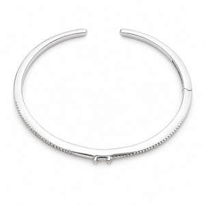 925 Sterling <b>Silver</b> Diamond Open <b>Cuff</b> <b>Bracelet</b> for Women High Polish Minimalist Geometric Party Wedding Gift Jewelry - Product Image 4