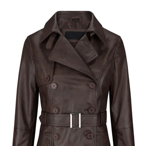 Chaqueta de Mujer de Piel de Oveja Marrón, Impermeable, Transpirable y Ecológica, con Botones al Frente, Manga Larga, Cuello y Relleno de Poliéster - Product Image 6