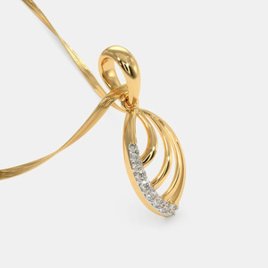 Collar con Colgante de Hoja en Capas de Oro Amarillo con Diamante Cultivado en Laboratorio - Product Image 3