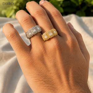 Iced Out Moissanite Wedding <b>Ring</b> Hip Hop Baguette Cut <b>Diamond</b> Cluster Eternity Band Gold Plated Anniversary Party Jewelry - Product Image 6