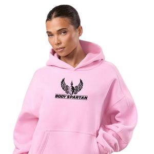 Sweat à capuche oversize rose clair pour femme, pull en polaire à manches longues, style décontracté streetwear, coupe ample, mode quotidienne - Product Image 3